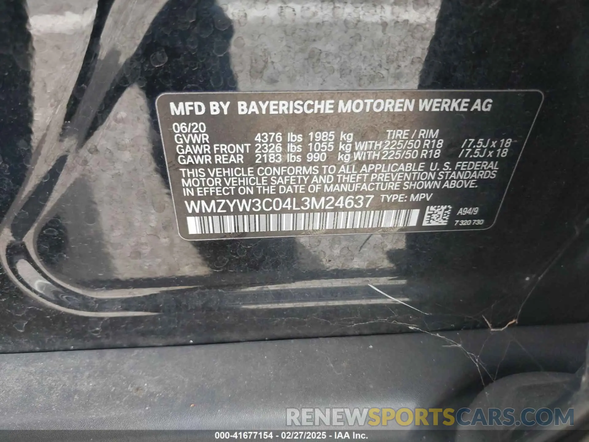 9 Photograph of a damaged car WMZYW3C04L3M24637 MINI COUNTRYMAN 2020