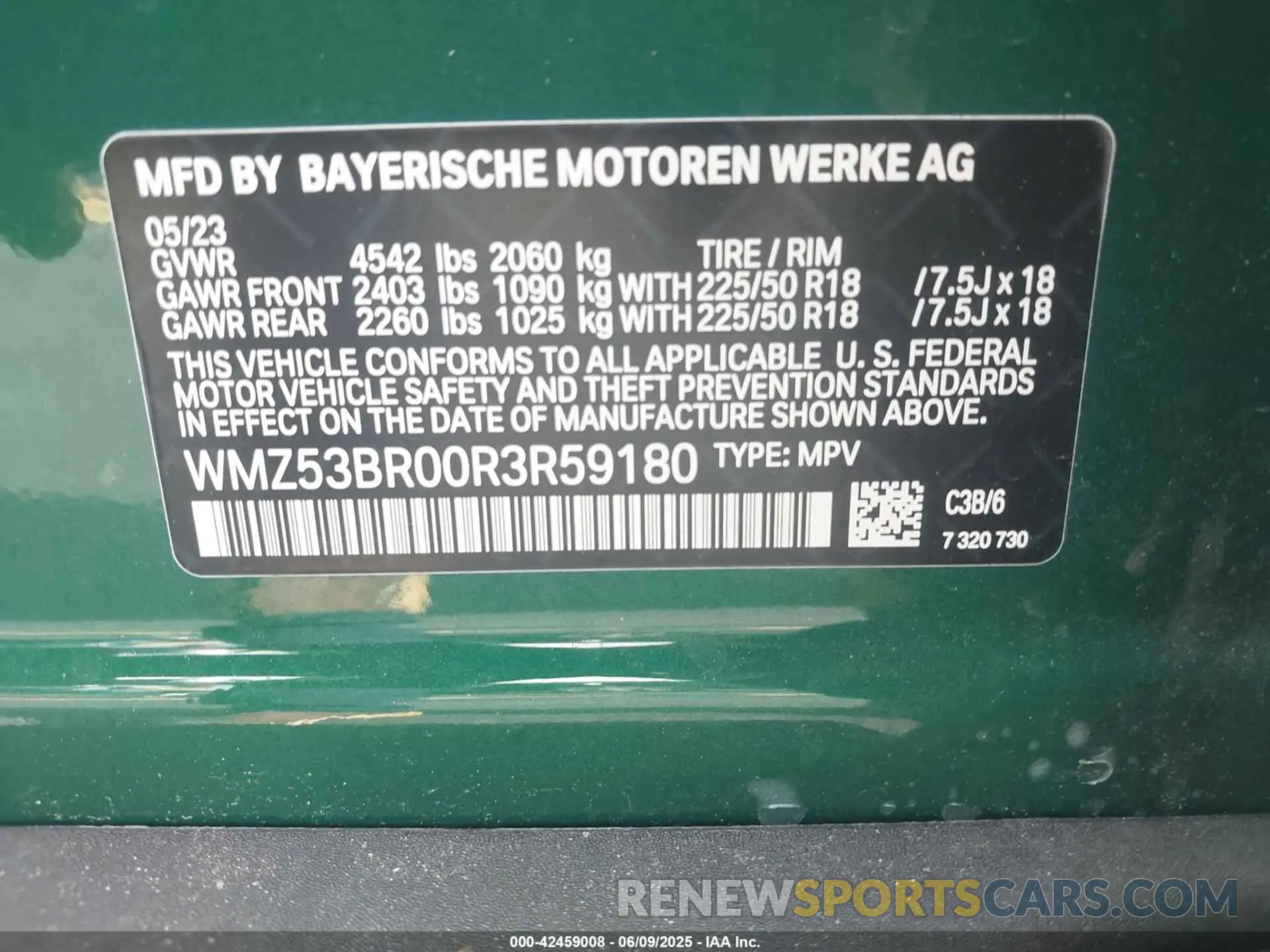 9 Photograph of a damaged car WMZ53BR00R3R59180 MINI COUNTRYMAN 2024