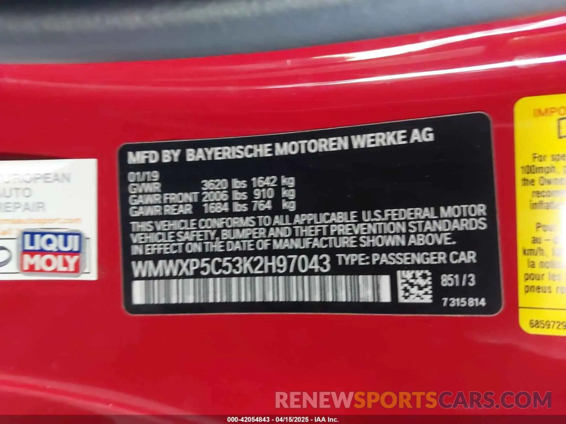 9 Фотография поврежденного автомобиля WMWXP5C53K2H97043 MINI HARDTOP 2019