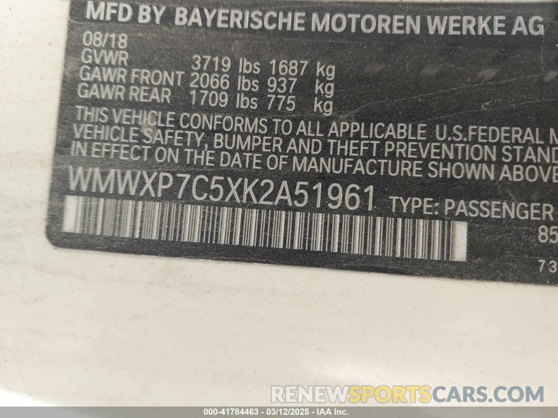 9 Фотография поврежденного автомобиля WMWXP7C5XK2A51961 MINI HARDTOP 2019