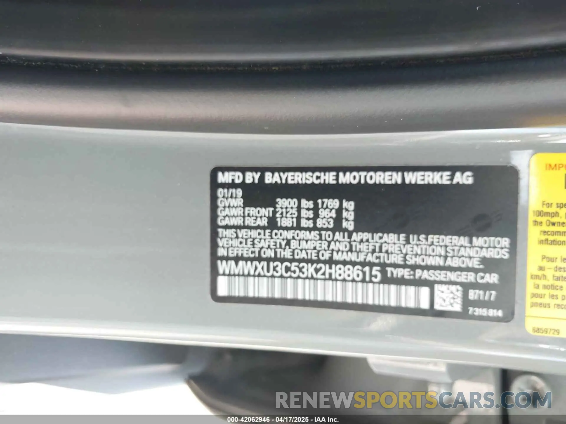 9 Фотография поврежденного автомобиля WMWXU3C53K2H88615 MINI HARDTOP 2019