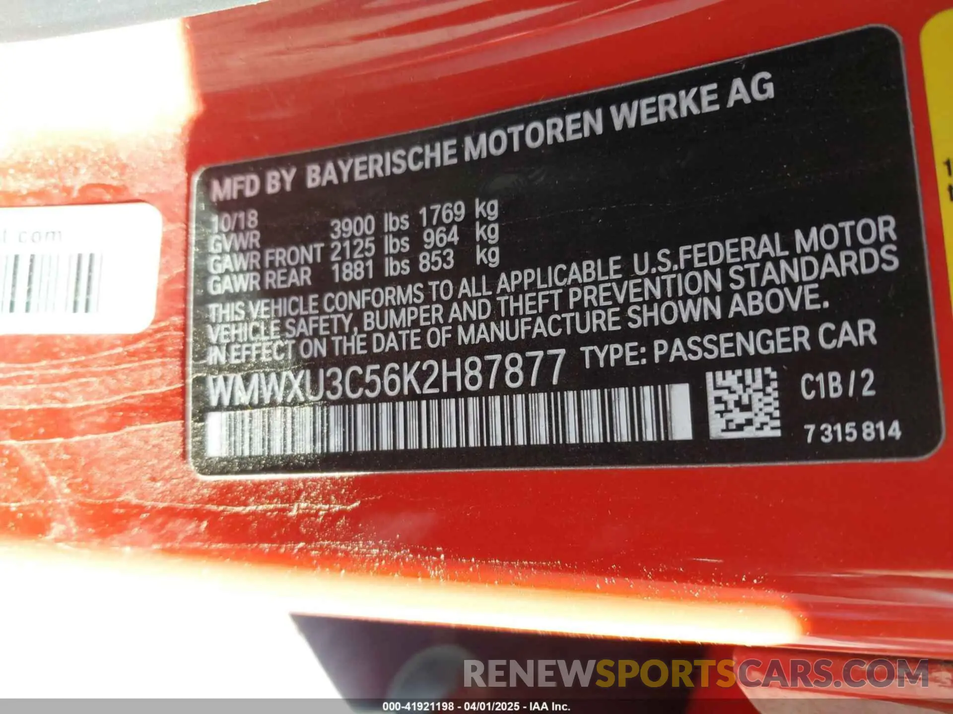 9 Photograph of a damaged car WMWXU3C56K2H87877 MINI HARDTOP 2019