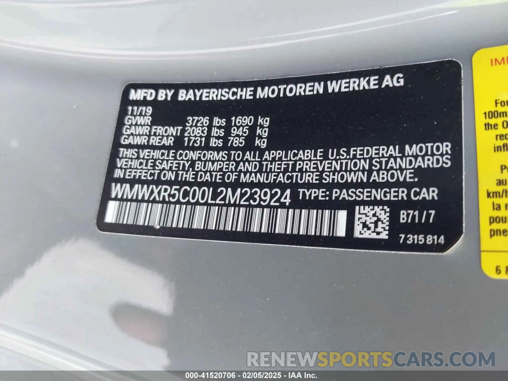 9 Photograph of a damaged car WMWXR5C00L2M23924 MINI HARDTOP 2020