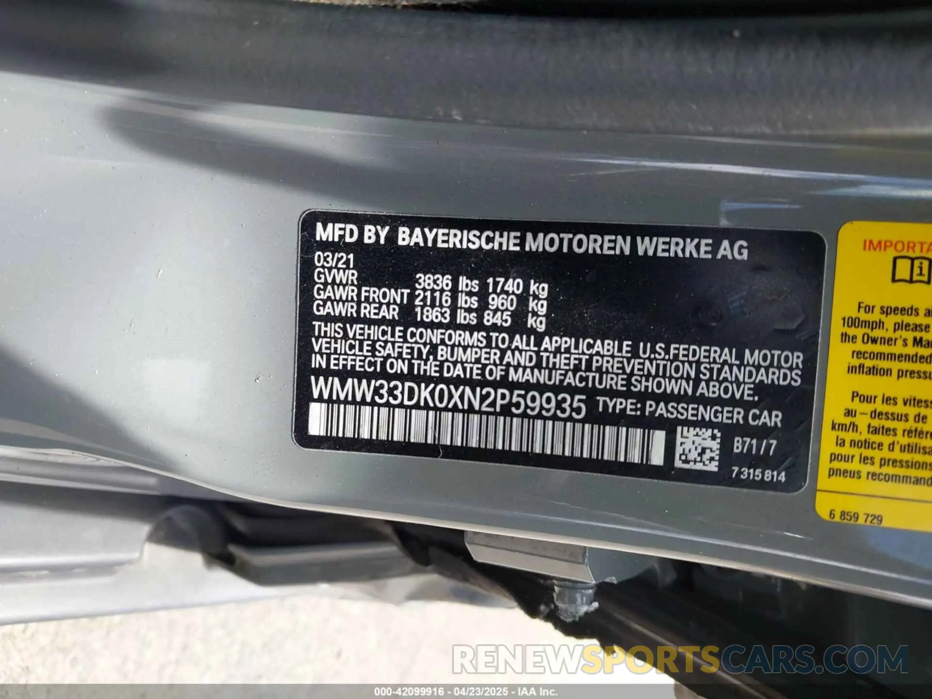 9 Фотография поврежденного автомобиля WMW33DK0XN2P59935 MINI HARDTOP 2022
