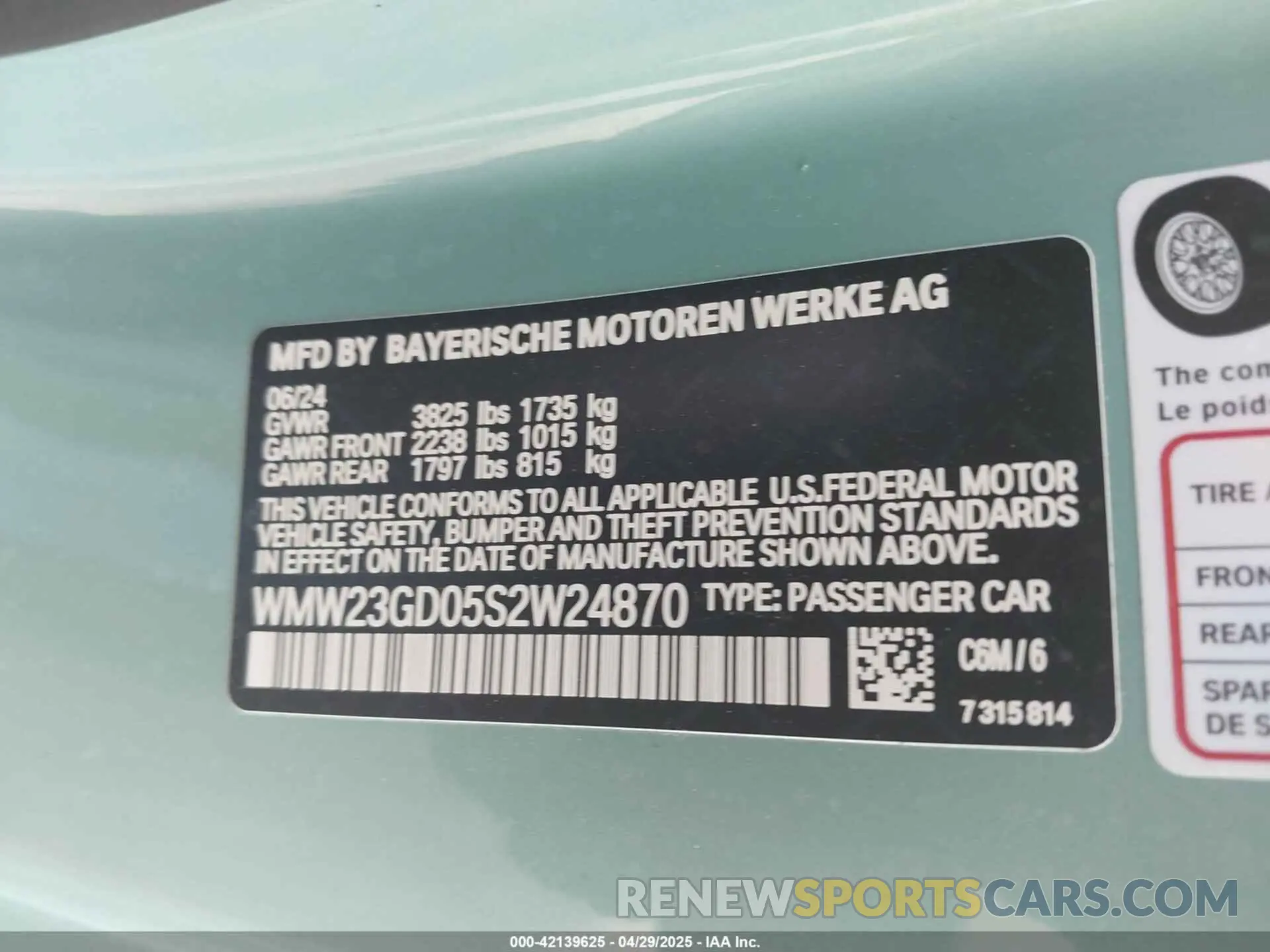 9 Photograph of a damaged car WMW23GD05S2W24870 MINI HARDTOP 2025