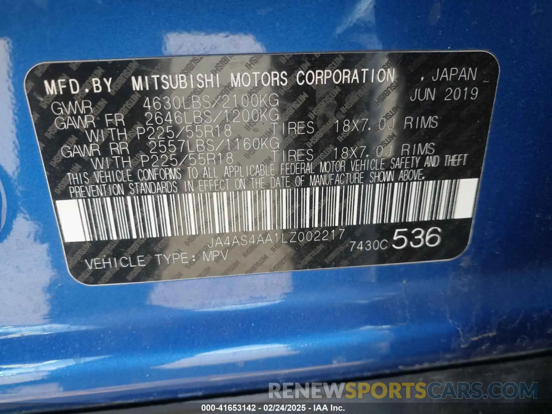 9 Фотография поврежденного автомобиля JA4AS4AA1LZ002217 MITSUBISHI ECLIPSE CROSS 2020