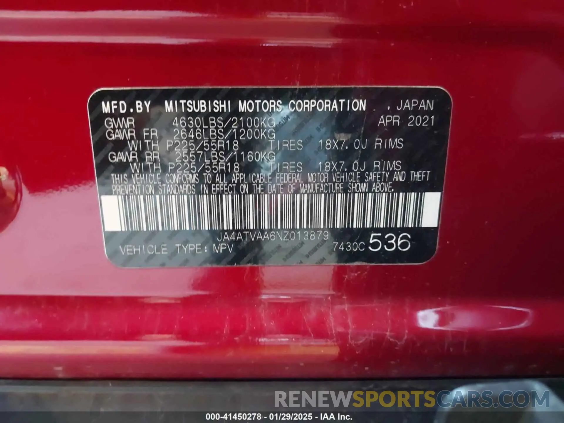 9 Фотография поврежденного автомобиля JA4ATVAA6NZ013879 MITSUBISHI ECLIPSE CROSS 2022