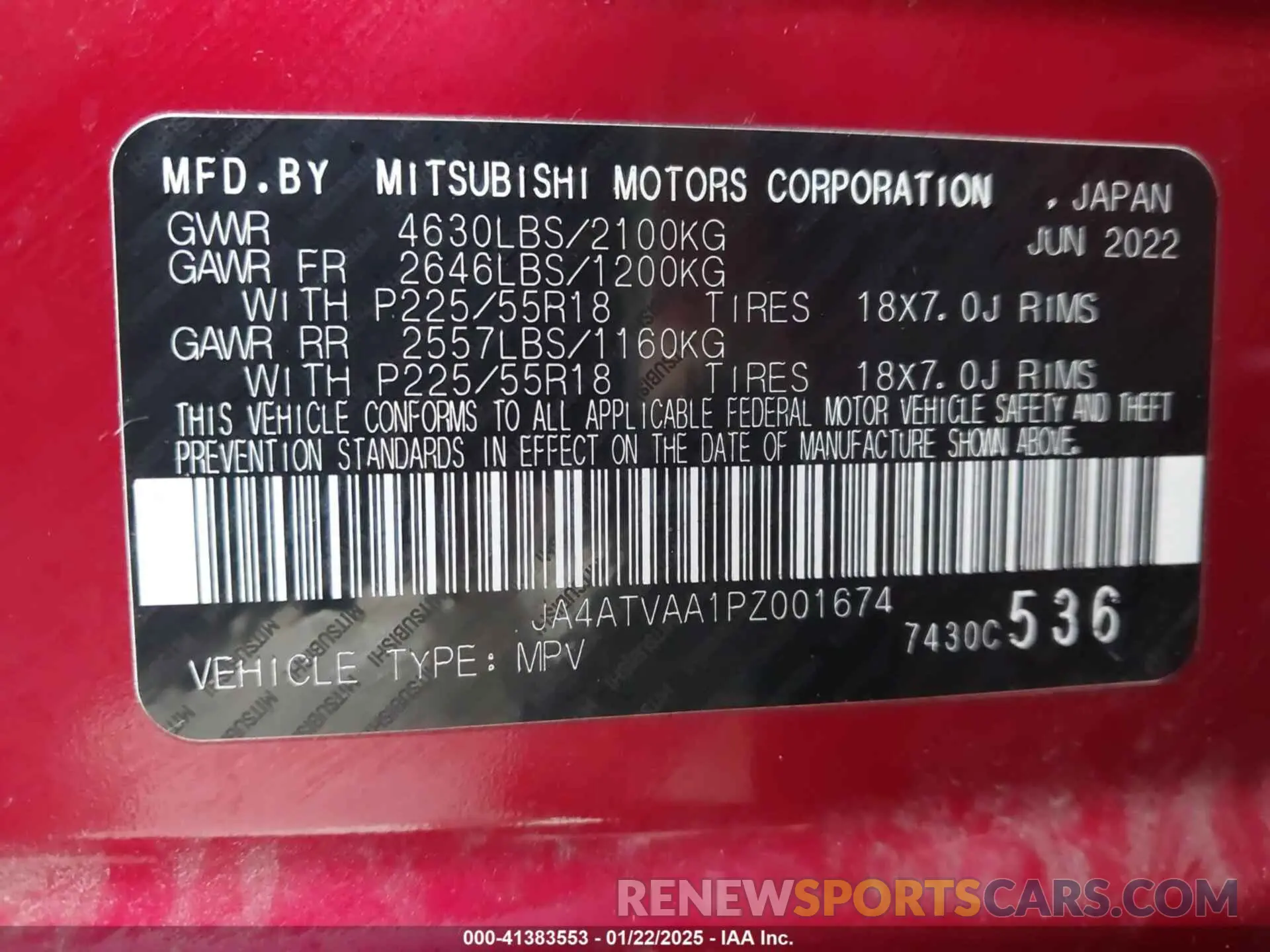 9 Фотография поврежденного автомобиля JA4ATVAA1PZ001674 MITSUBISHI ECLIPSE CROSS 2023