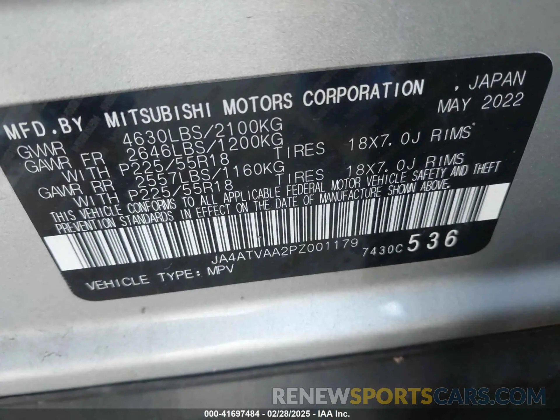 9 Фотография поврежденного автомобиля JA4ATVAA2PZ001179 MITSUBISHI ECLIPSE CROSS 2023