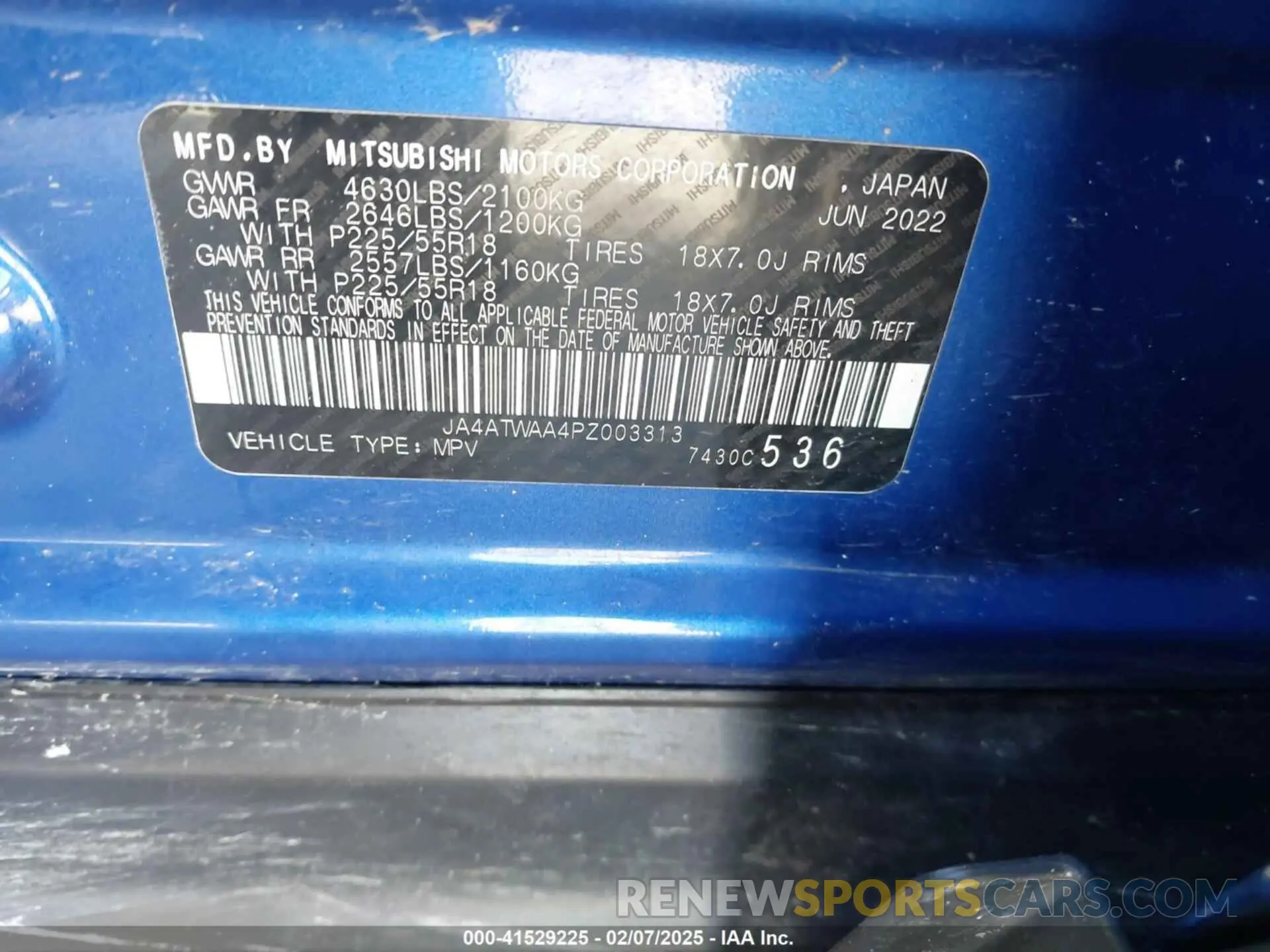 9 Photograph of a damaged car JA4ATWAA4PZ003313 MITSUBISHI ECLIPSE CROSS 2023