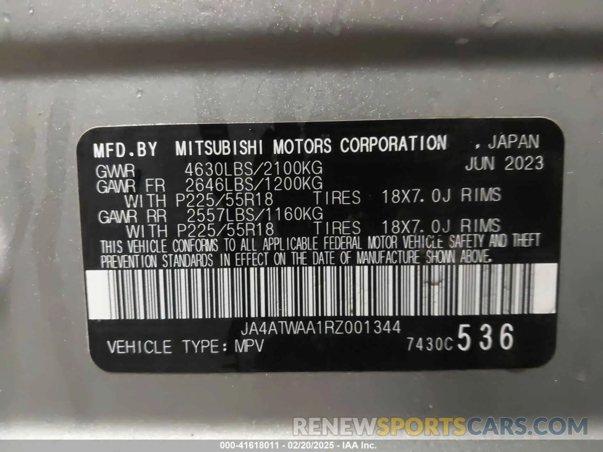 9 Фотография поврежденного автомобиля JA4ATWAA1RZ001344 MITSUBISHI ECLIPSE CROSS 2024