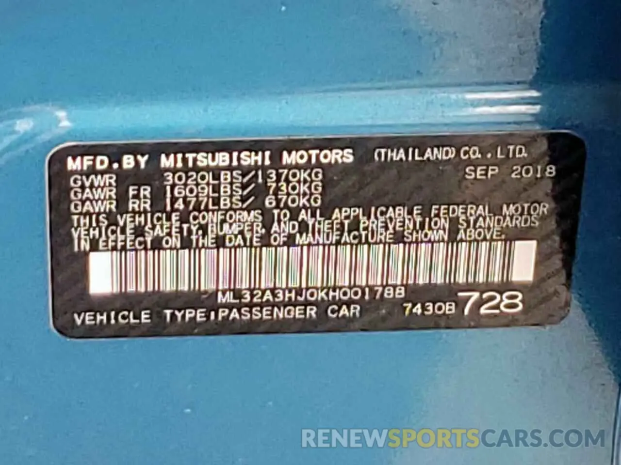 12 Photograph of a damaged car ML32A3HJ0KH001788 MITSUBISHI MIRAGE 2019