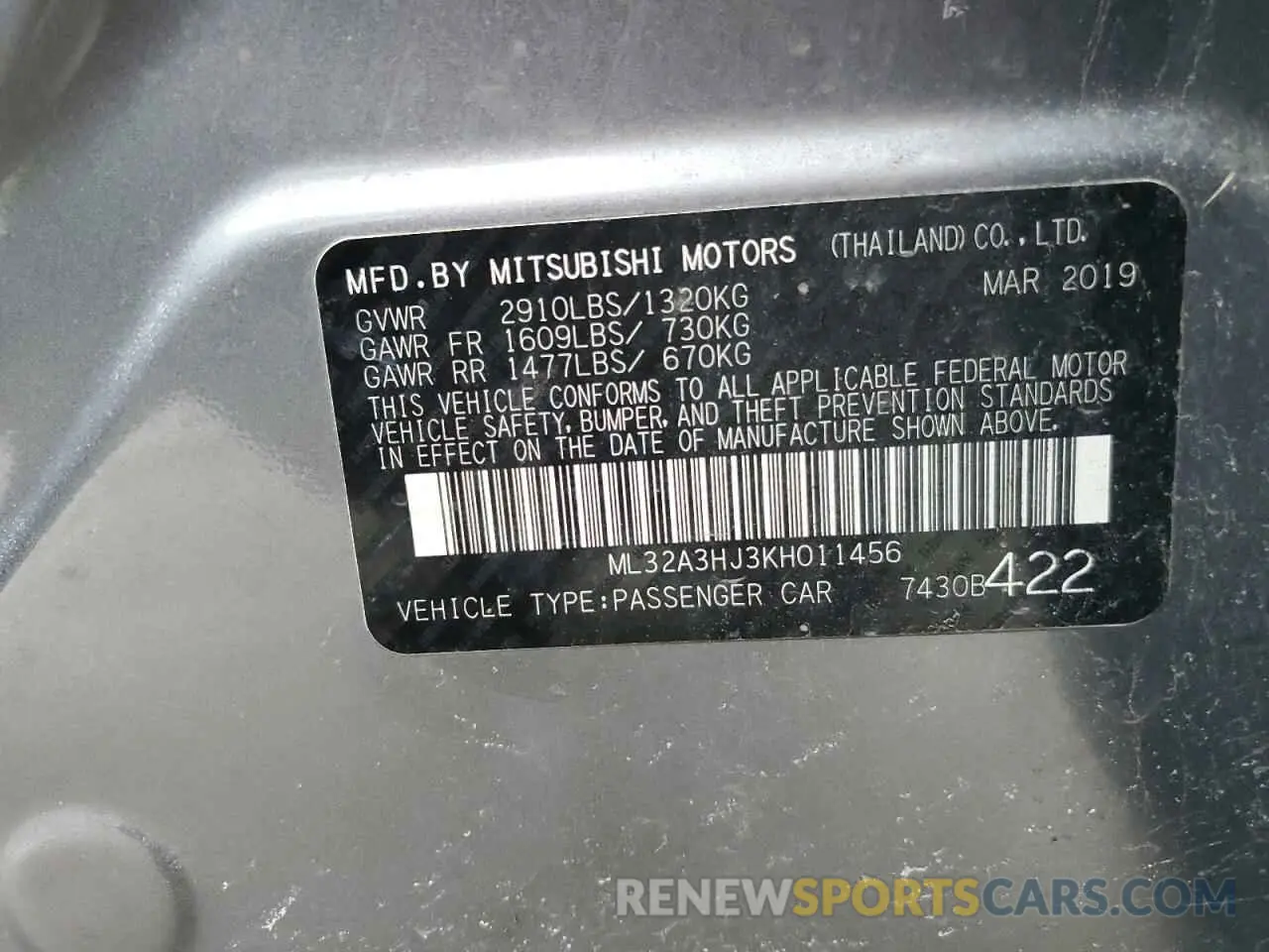12 Photograph of a damaged car ML32A3HJ3KH011456 MITSUBISHI MIRAGE 2019