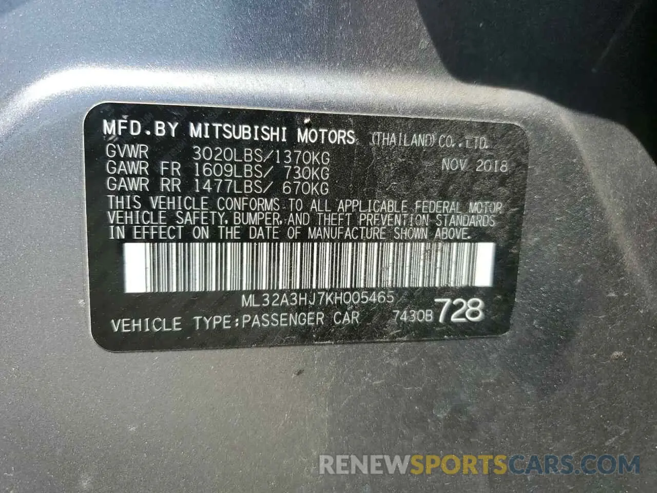 12 Фотография поврежденного автомобиля ML32A3HJ7KH005465 MITSUBISHI MIRAGE 2019