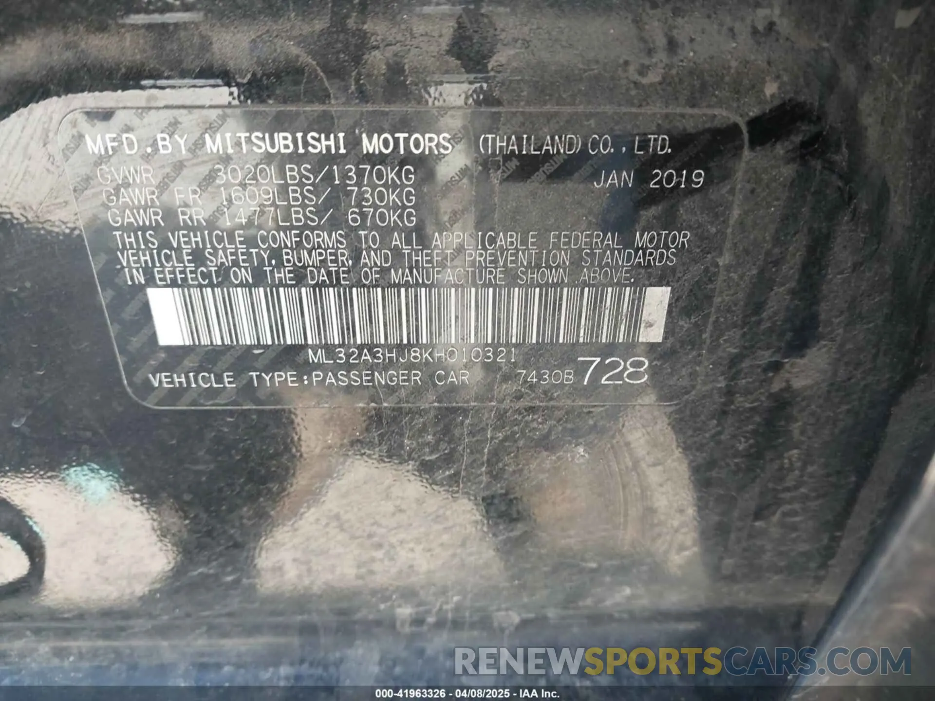 9 Фотография поврежденного автомобиля ML32A3HJ8KH010321 MITSUBISHI MIRAGE 2019