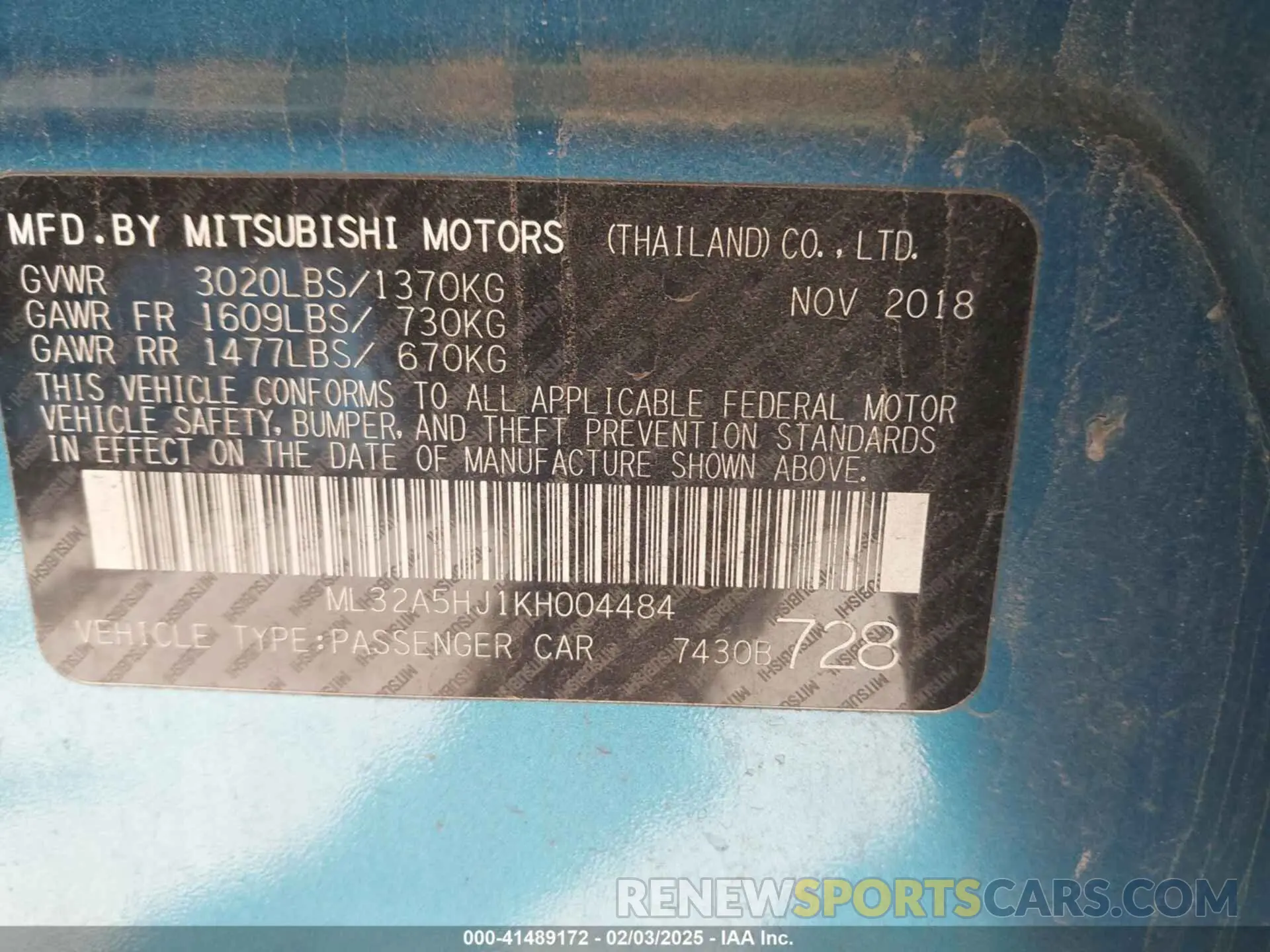 9 Фотография поврежденного автомобиля ML32A5HJ1KH004484 MITSUBISHI MIRAGE 2019