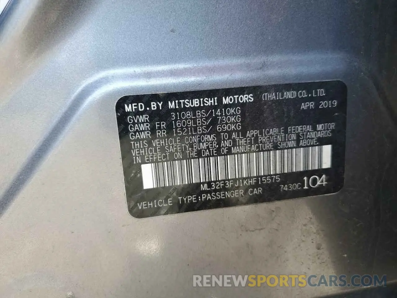 14 Фотография поврежденного автомобиля ML32F3FJ1KHF15575 MITSUBISHI MIRAGE 2019