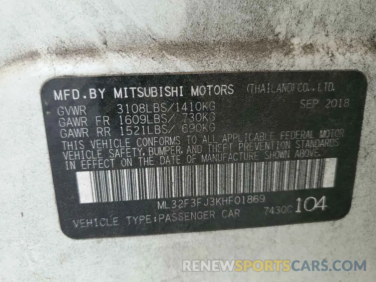 12 Photograph of a damaged car ML32F3FJ3KHF01869 MITSUBISHI MIRAGE 2019