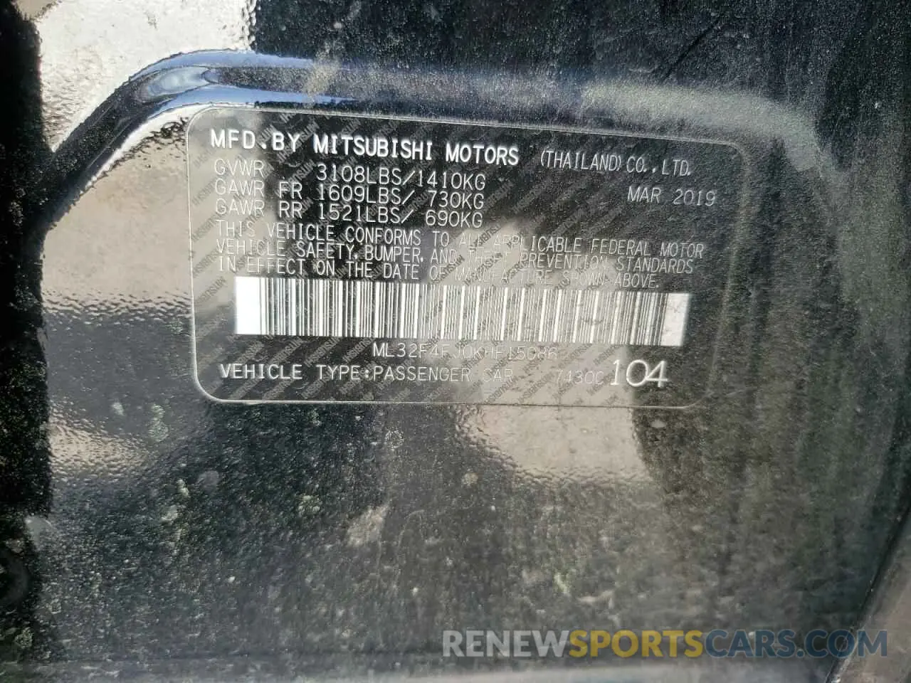 13 Photograph of a damaged car ML32F4FJ0KHF15086 MITSUBISHI MIRAGE 2019