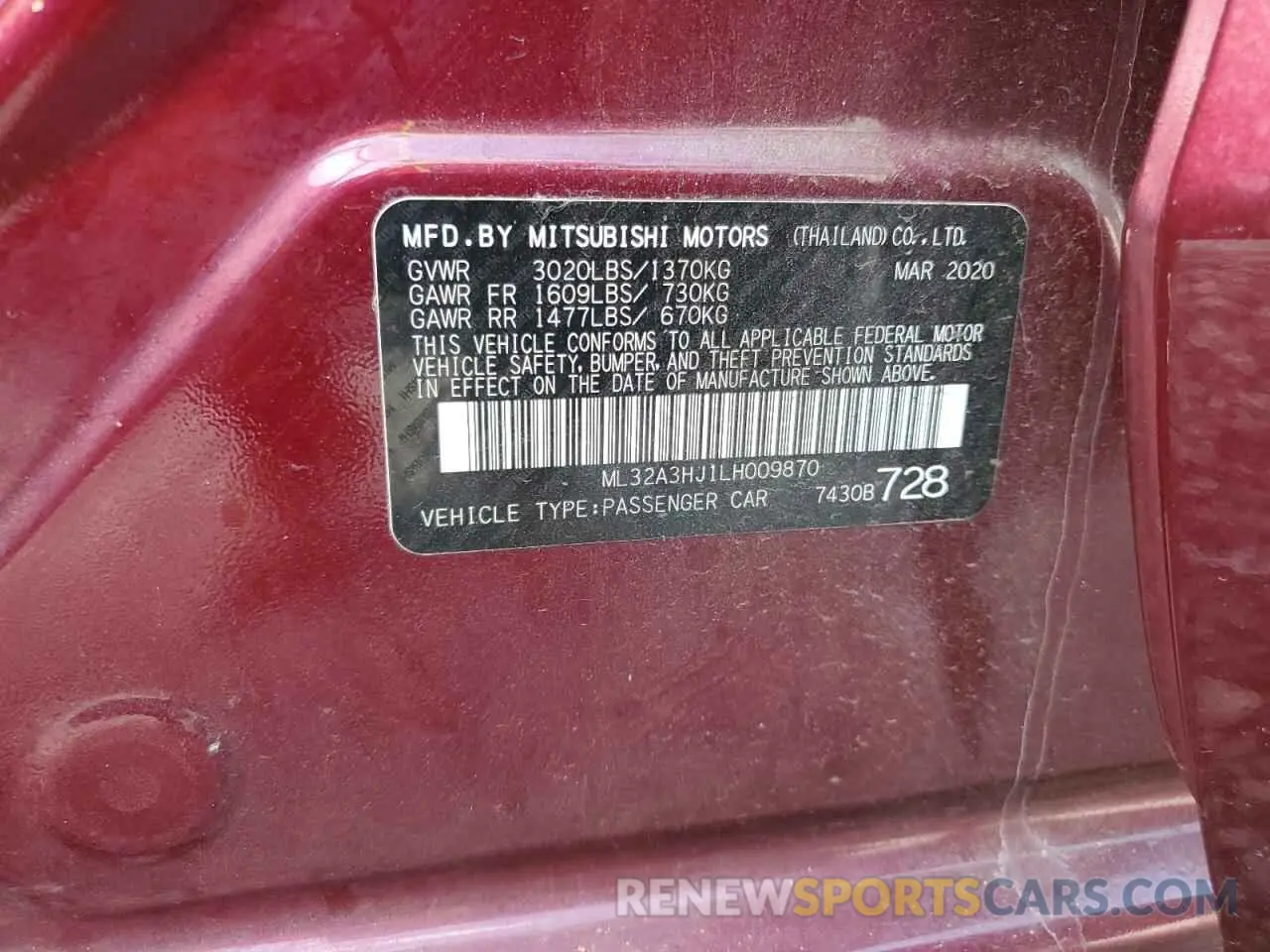 14 Фотография поврежденного автомобиля ML32A3HJ1LH009870 MITSUBISHI MIRAGE 2020