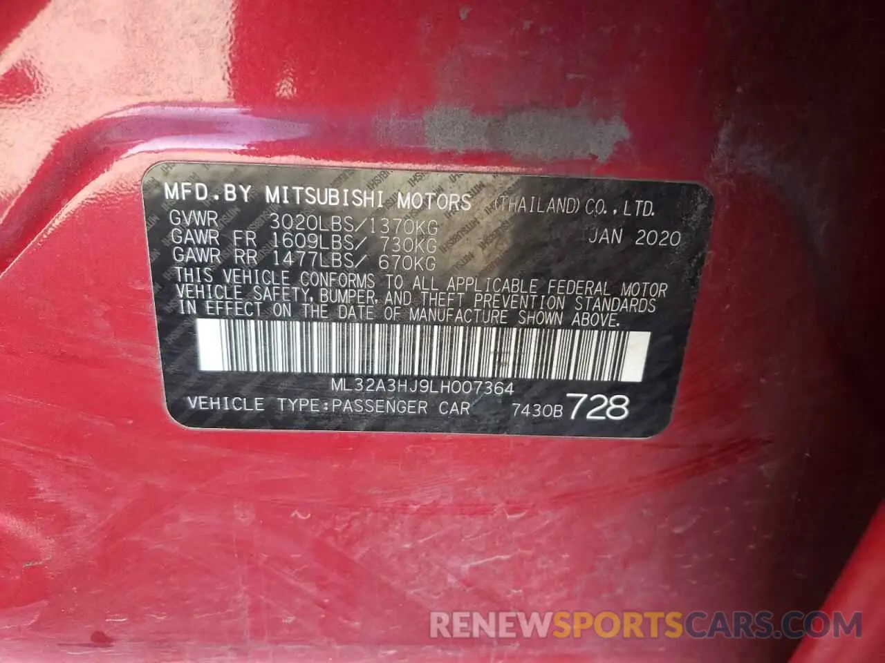 13 Фотография поврежденного автомобиля ML32A3HJ9LH007364 MITSUBISHI MIRAGE 2020