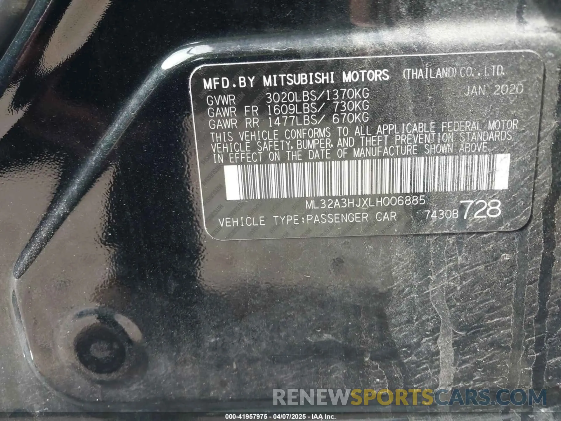 9 Photograph of a damaged car ML32A3HJXLH006885 MITSUBISHI MIRAGE 2020