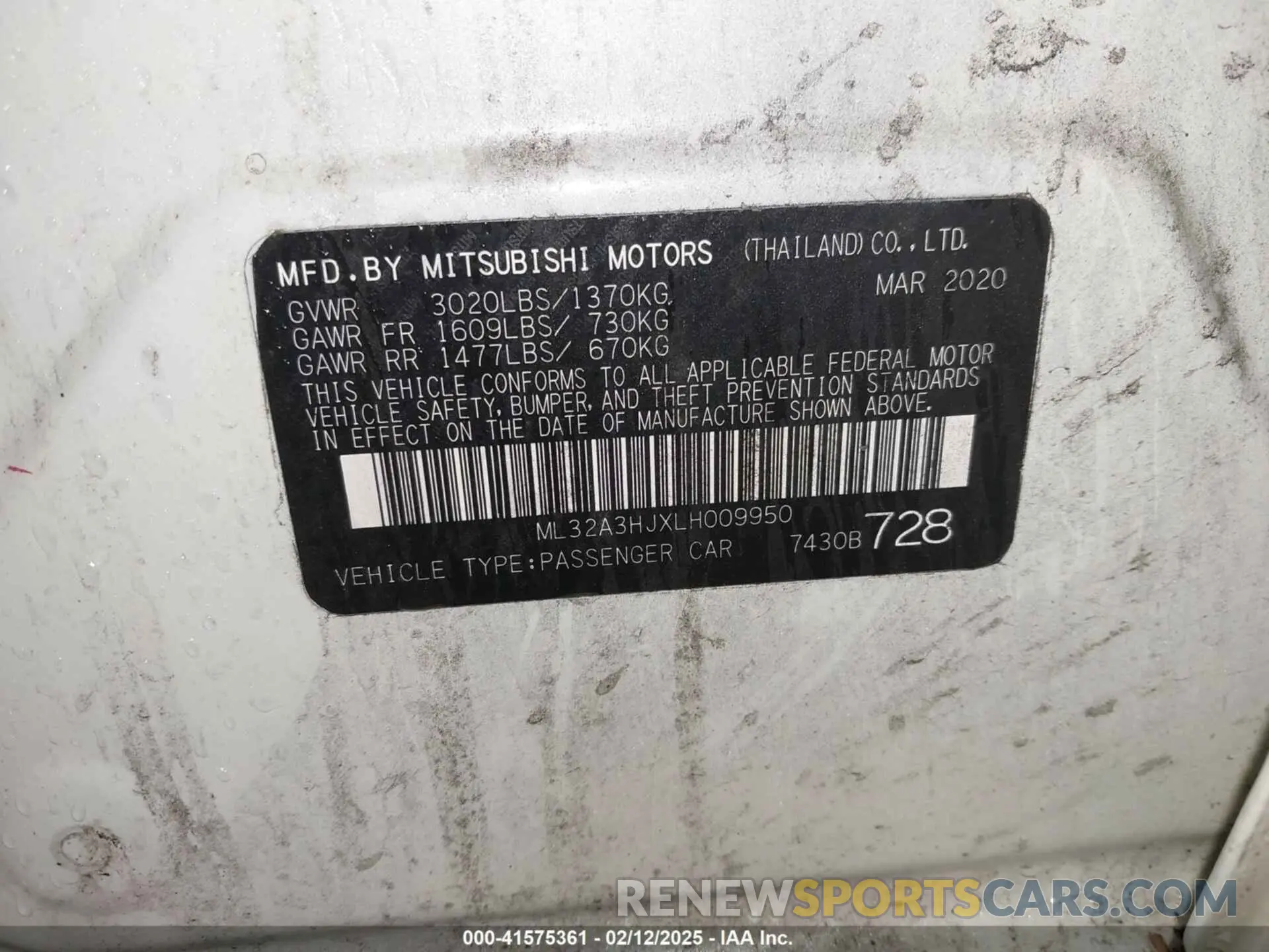 9 Фотография поврежденного автомобиля ML32A3HJXLH009950 MITSUBISHI MIRAGE 2020