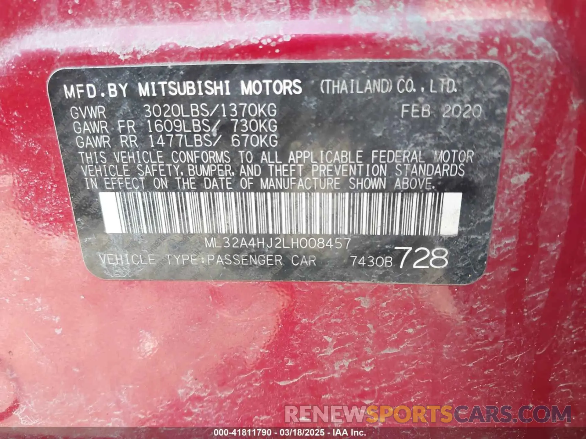 9 Photograph of a damaged car ML32A4HJ2LH008457 MITSUBISHI MIRAGE 2020