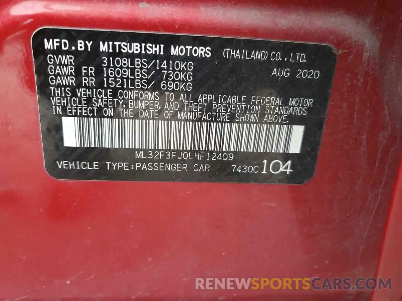 12 Фотография поврежденного автомобиля ML32F3FJ0LHF12409 MITSUBISHI MIRAGE 2020