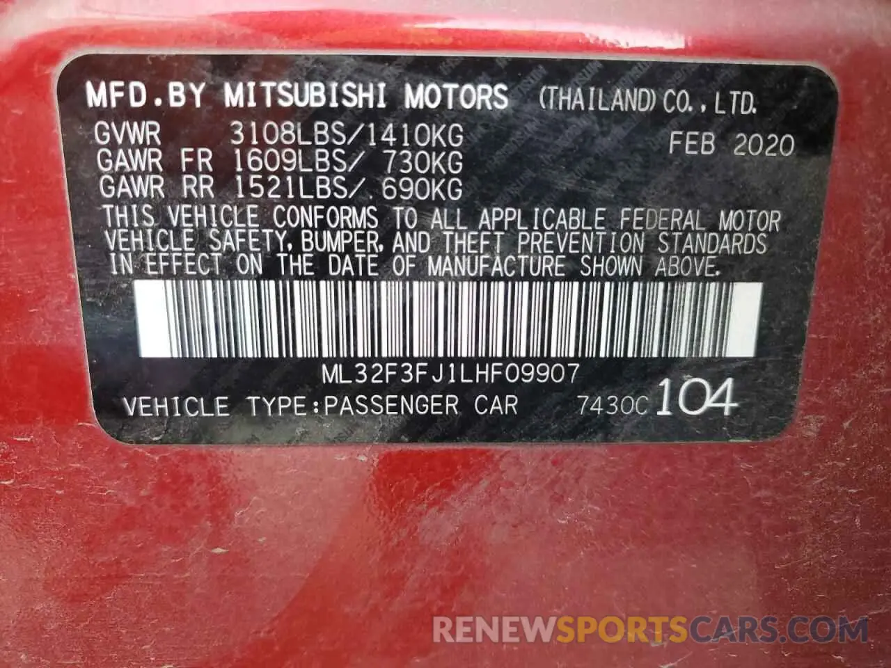 12 Photograph of a damaged car ML32F3FJ1LHF09907 MITSUBISHI MIRAGE 2020