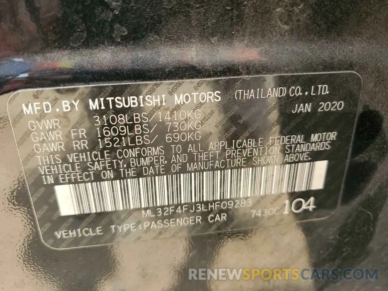 13 Photograph of a damaged car ML32F4FJ3LHF09283 MITSUBISHI MIRAGE 2020