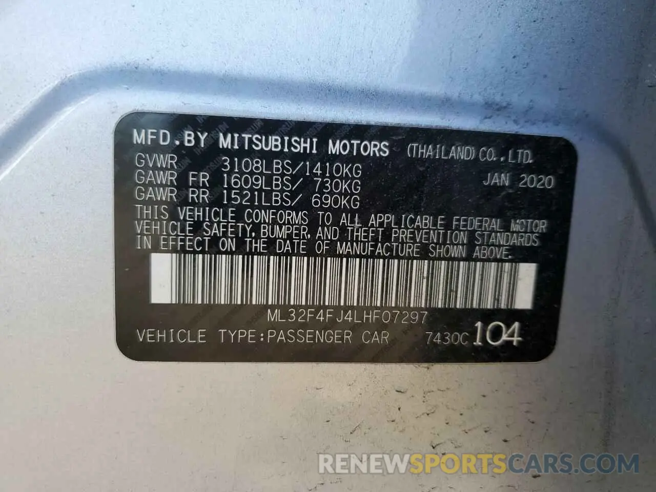 12 Photograph of a damaged car ML32F4FJ4LHF07297 MITSUBISHI MIRAGE 2020