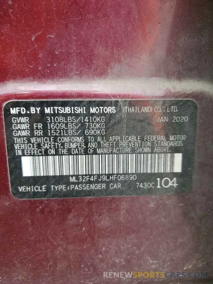 14 Фотография поврежденного автомобиля ML32F4FJ9LHF06890 MITSUBISHI MIRAGE 2020