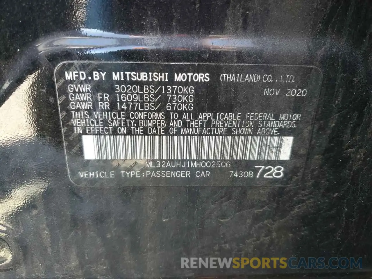 12 Photograph of a damaged car ML32AUHJ1MH002506 MITSUBISHI MIRAGE 2021