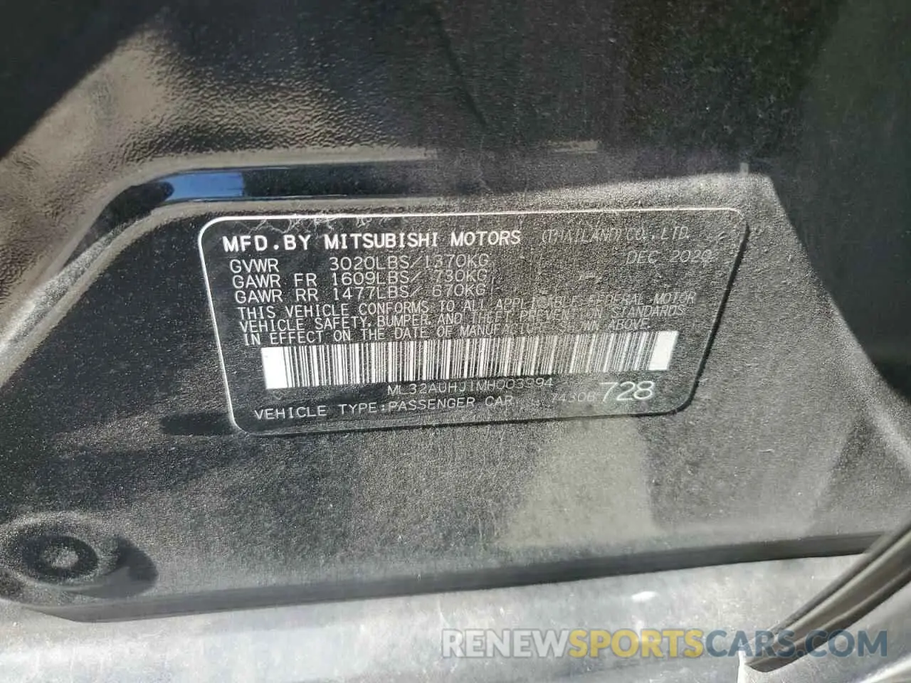 12 Фотография поврежденного автомобиля ML32AUHJ1MH003994 MITSUBISHI MIRAGE 2021
