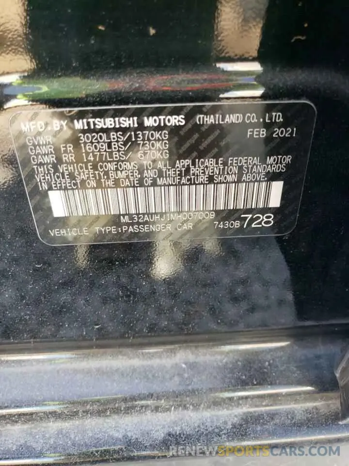12 Фотография поврежденного автомобиля ML32AUHJ1MH007009 MITSUBISHI MIRAGE 2021