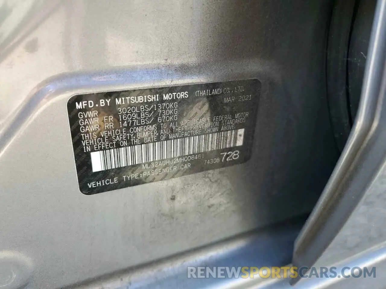 13 Фотография поврежденного автомобиля ML32AUHJ2MH008461 MITSUBISHI MIRAGE 2021