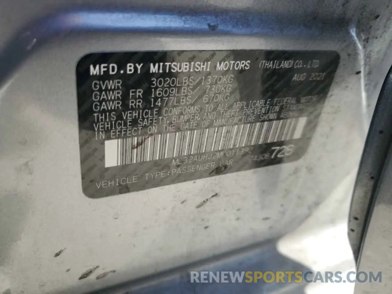 14 Фотография поврежденного автомобиля ML32AUHJ2MH011392 MITSUBISHI MIRAGE 2021