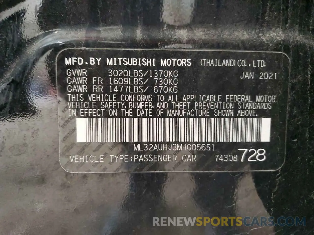 12 Фотография поврежденного автомобиля ML32AUHJ3MH005651 MITSUBISHI MIRAGE 2021