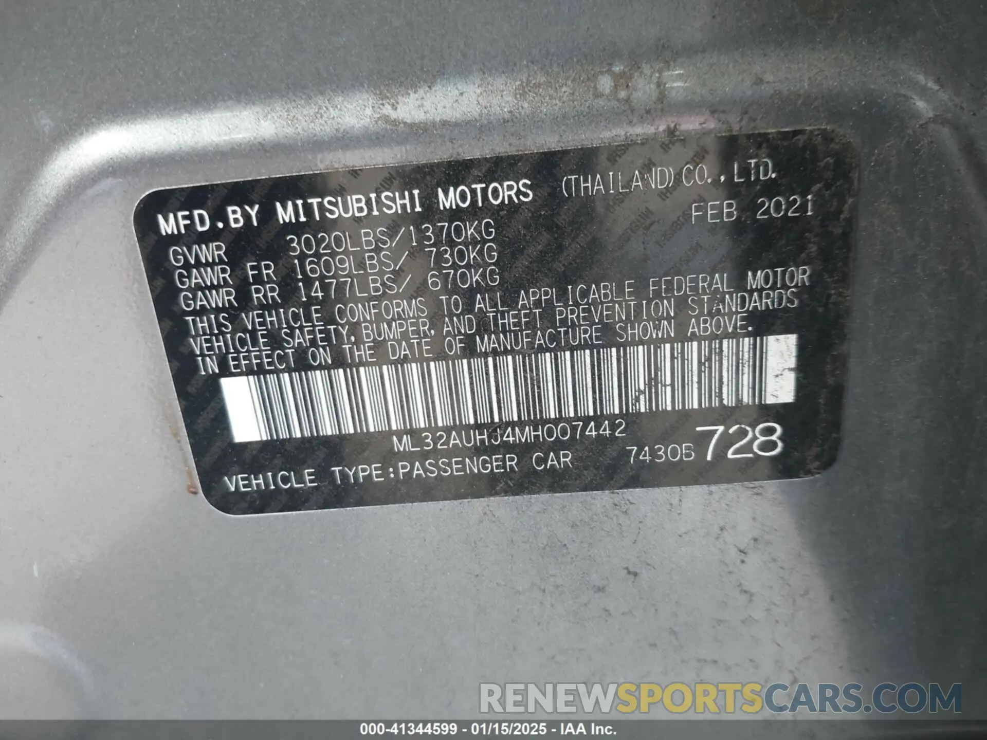 9 Фотография поврежденного автомобиля ML32AUHJ4MH007442 MITSUBISHI MIRAGE 2021