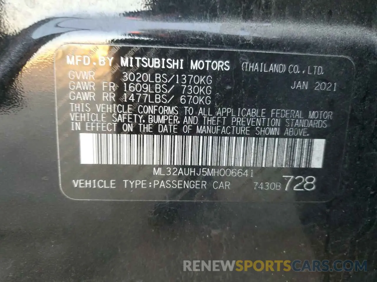 12 Фотография поврежденного автомобиля ML32AUHJ5MH006641 MITSUBISHI MIRAGE 2021
