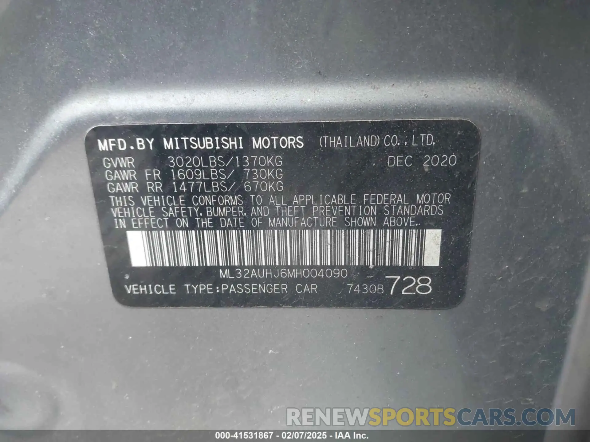 9 Фотография поврежденного автомобиля ML32AUHJ6MH004090 MITSUBISHI MIRAGE 2021