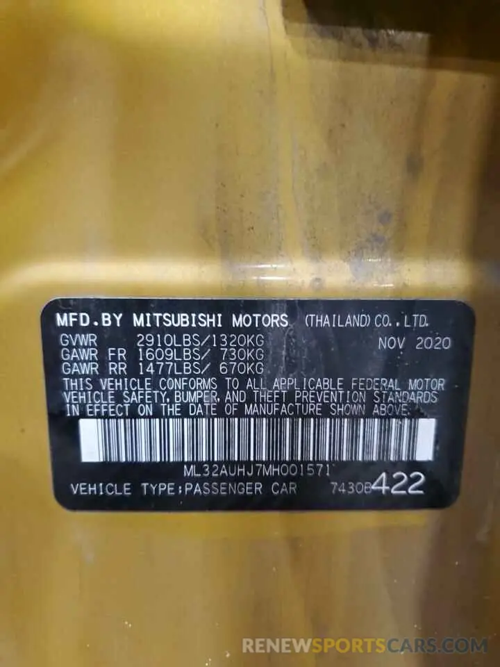 12 Фотография поврежденного автомобиля ML32AUHJ7MH001571 MITSUBISHI MIRAGE 2021