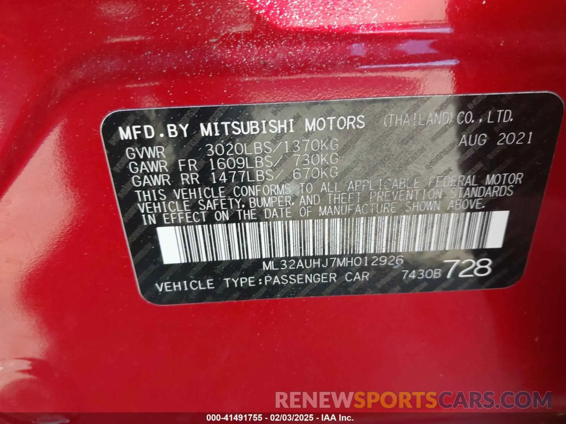 9 Фотография поврежденного автомобиля ML32AUHJ7MH012926 MITSUBISHI MIRAGE 2021
