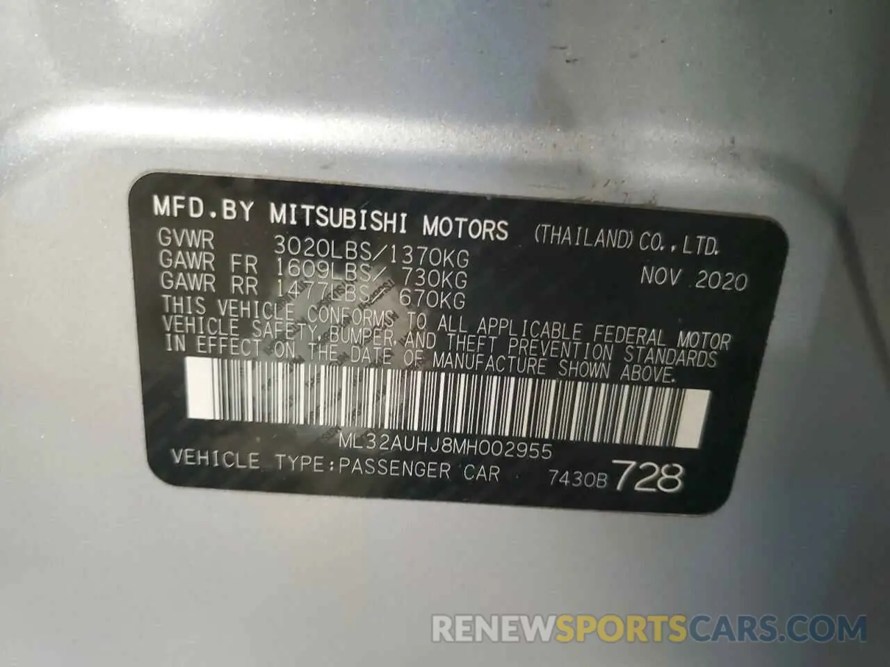 14 Фотография поврежденного автомобиля ML32AUHJ8MH002955 MITSUBISHI MIRAGE 2021