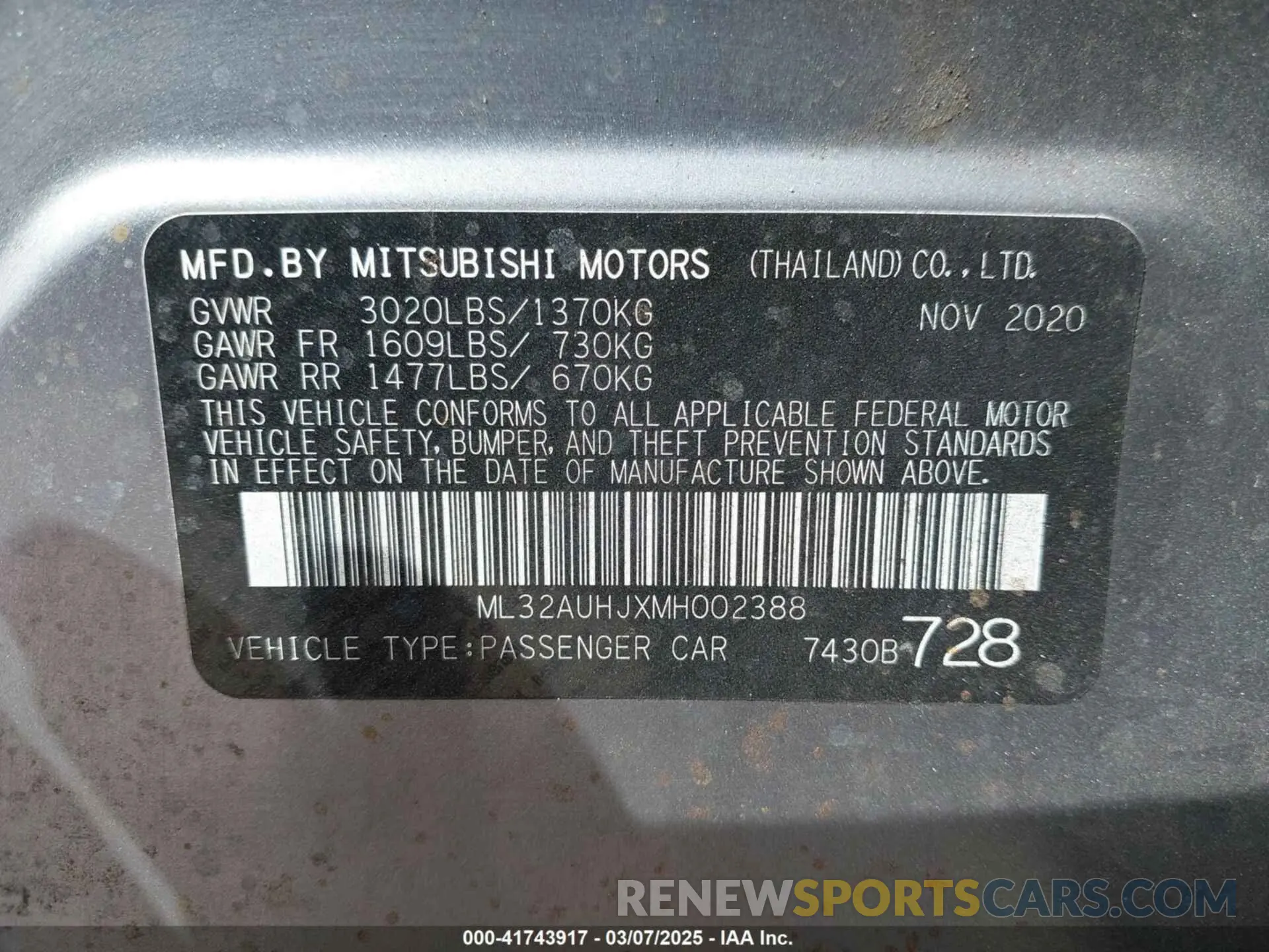 9 Фотография поврежденного автомобиля ML32AUHJXMH002388 MITSUBISHI MIRAGE 2021