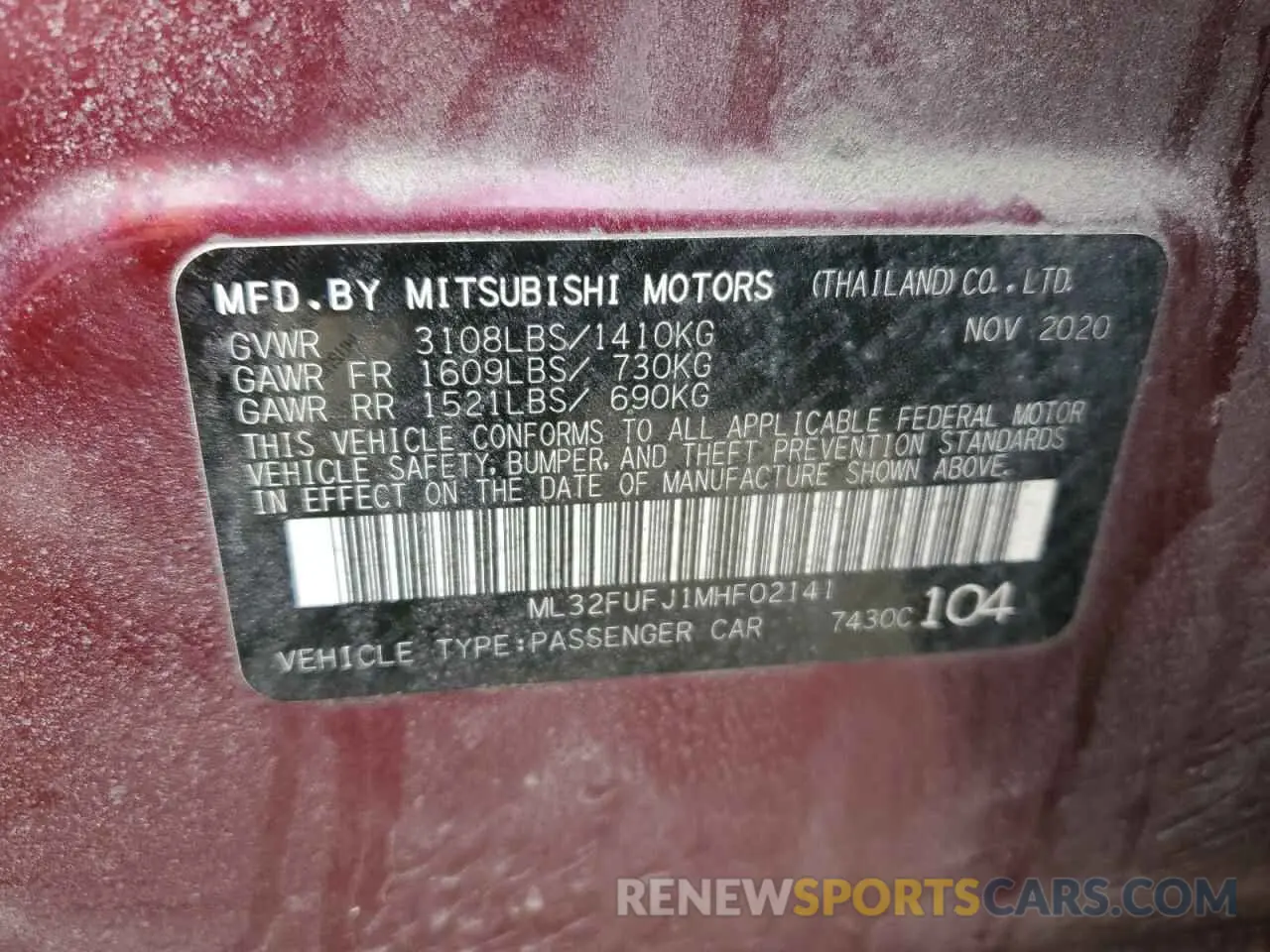 12 Фотография поврежденного автомобиля ML32FUFJ1MHF02141 MITSUBISHI MIRAGE 2021