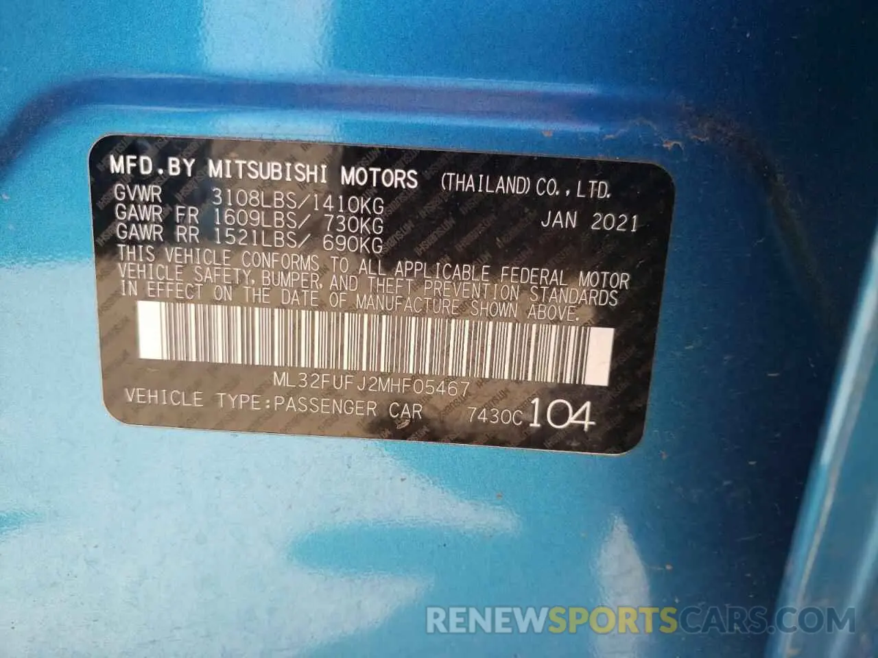 14 Photograph of a damaged car ML32FUFJ2MHF05467 MITSUBISHI MIRAGE 2021