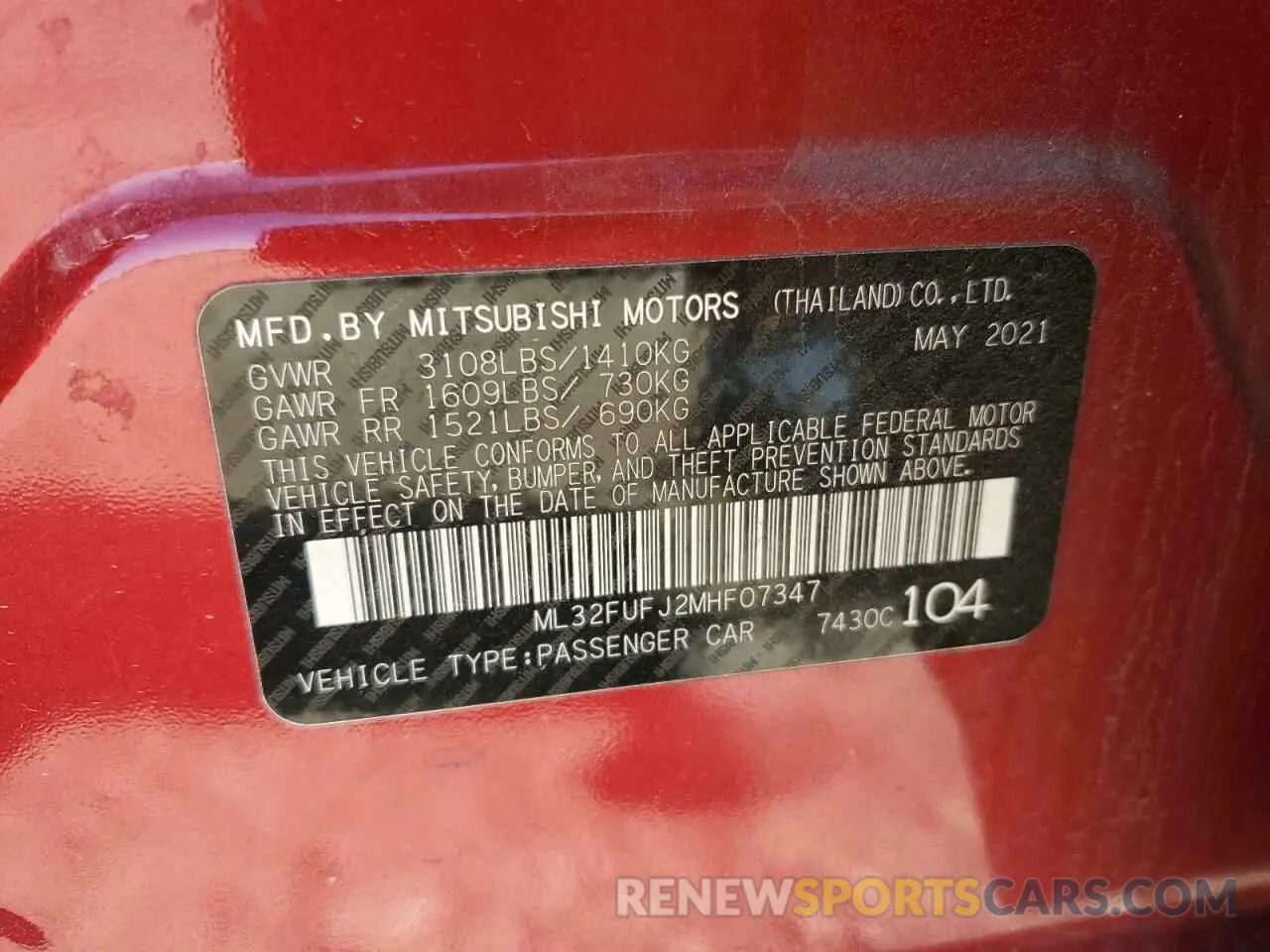 12 Photograph of a damaged car ML32FUFJ2MHF07347 MITSUBISHI MIRAGE 2021