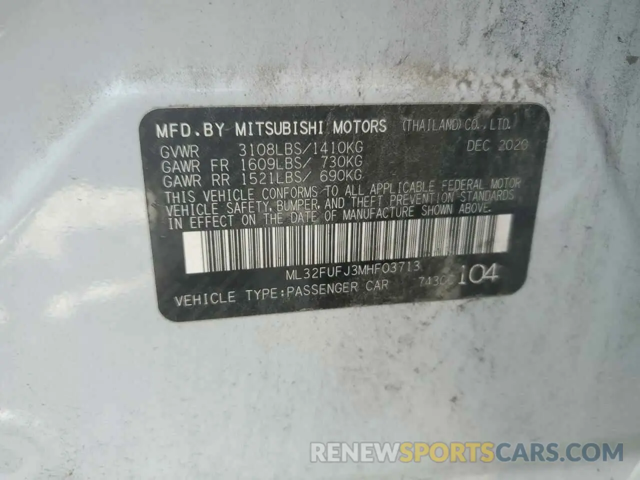 12 Photograph of a damaged car ML32FUFJ3MHF03713 MITSUBISHI MIRAGE 2021
